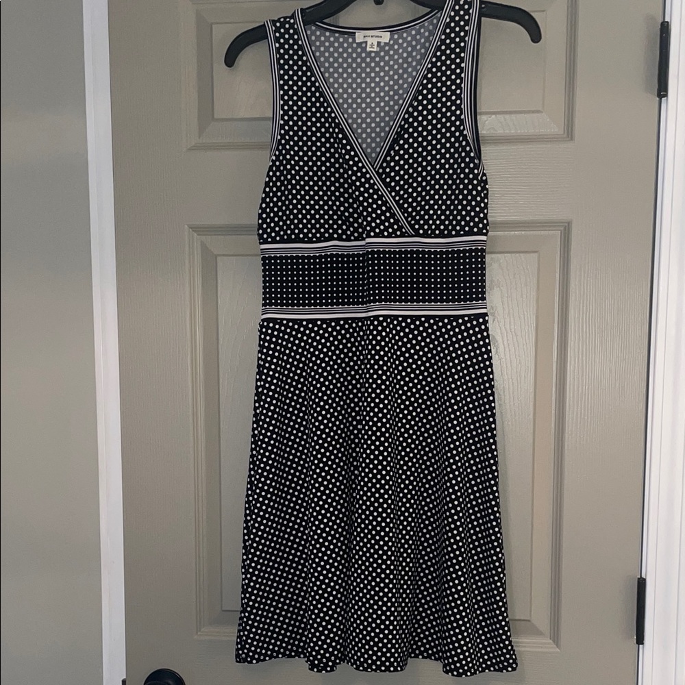 Small Max Studio Black and White Polka Dot Midi Dress